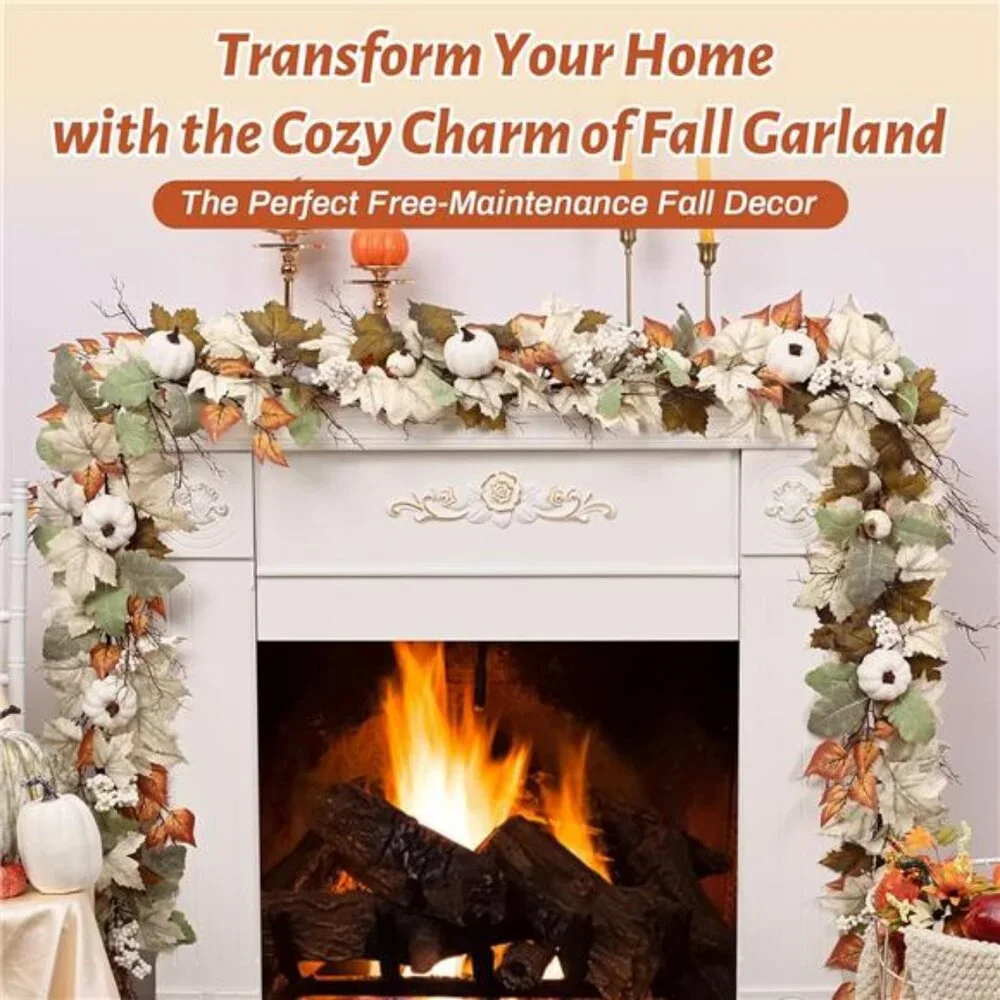Fall Decorations for Home, 5.9Ft Fall Garland for Mantle, Fall Leaves Garland
